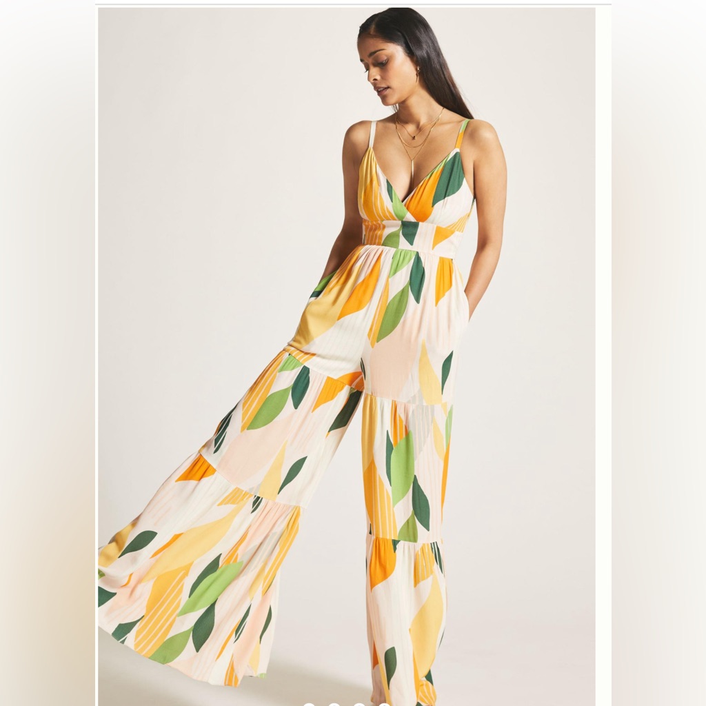 Anthropologie Size 4 Hutch Wide-Leg Flounced Jumpsuit. Lining Restitched. As Is
